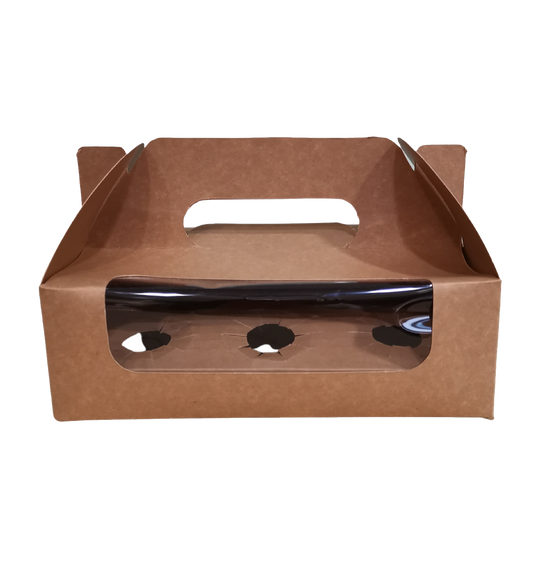 Cupcake Handle Window Box (Brown Kraft)