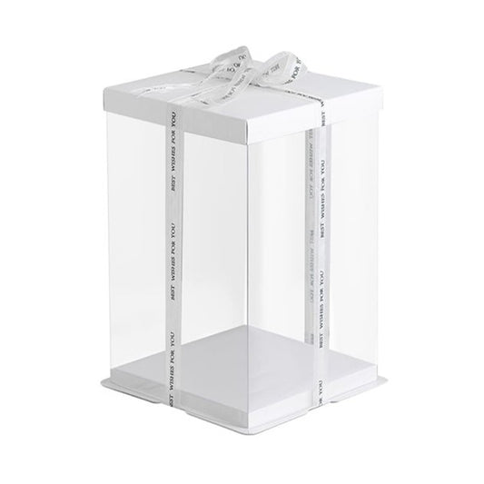 PVC Cake Box-3in1 White Top & White Base